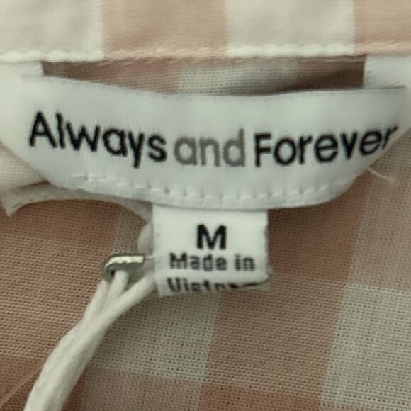 NWT Always and Forever Dusty Pink Gingham Half Button Up Popover Top Size Medium - Picture 6 of 8